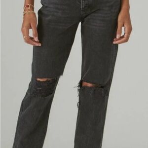 EUC women’s Lucky Brand Drew Mom High Rise Taper Black Distressed Jeans - 2/26 A